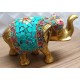Home Decorative Rajasthani Handicraft Metal Elephant Small Size With Stone Work