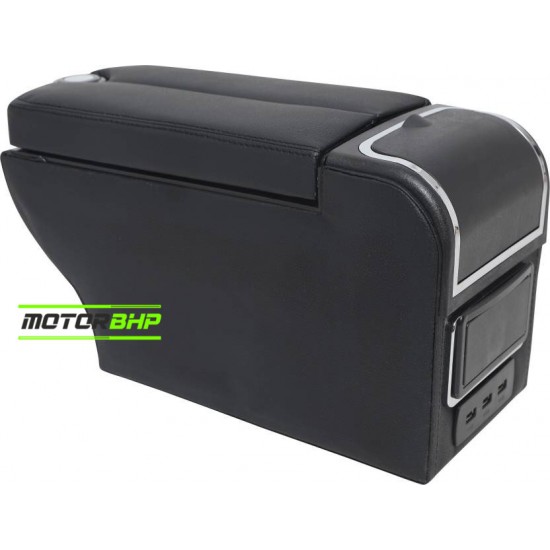 Tata Hexa Premium Car ArmRest with USB charging port and storage box-Black