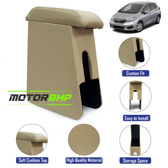 Honda Jazz (2015 Onwards) Custom Fitted Wooden Car Center Console Armrest - Beige