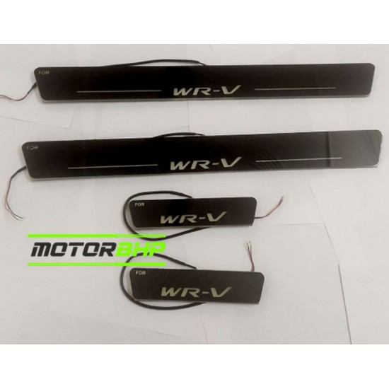 Honda WRV LED Door Foot Step Sill Plate Mirror Finish Black Glossy