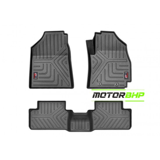 GFX Premium Life Long Car Floor Foot Mats For Toyota Fortuner Automatic (2016-Onwards) Black (7 Seater)