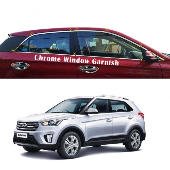 Hyundai Creta Full Chrome Lower & Upper Window Garnish (2015-2019)