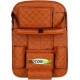  Universal PU Leather 7D Auto Car Seat Back Organizer With Meal Tray-Tan