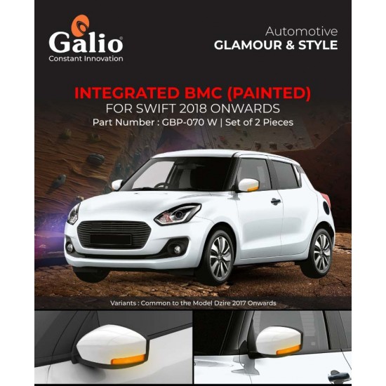 Galio Maruti Suzuki Swift  Integrated OVRM Cover With Blinkers -White (2018-Onwards)