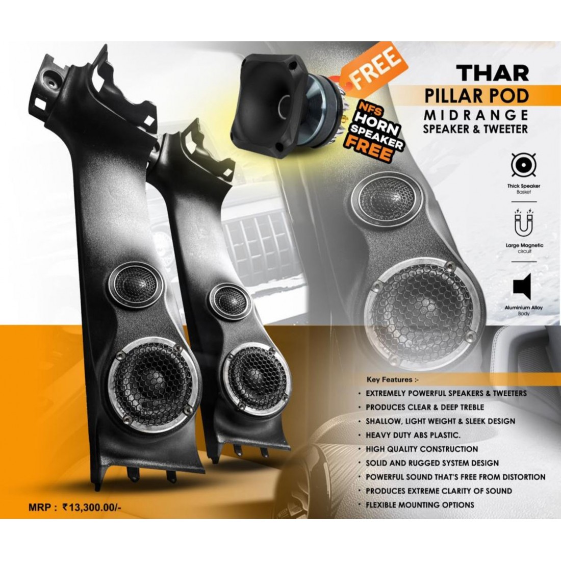 Buy Mahindar Thar Pillar Pod Midrange Speaker & Tweeter ...